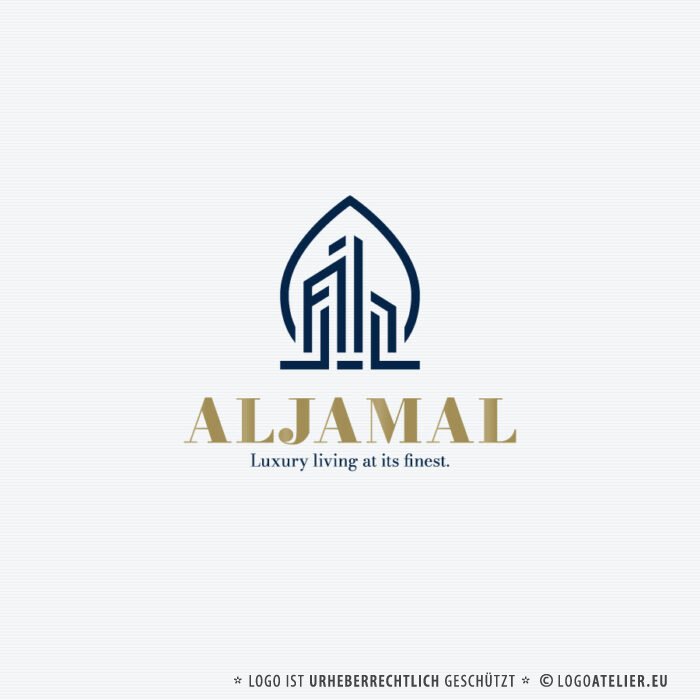 Logo Luxus Immobilien Vermittlung Arabien Perfektion Edel Glück Real Estate Makler Haus Architektur Baufirma Gebäude Edles Logo kaufen Logoshop Logoatelier