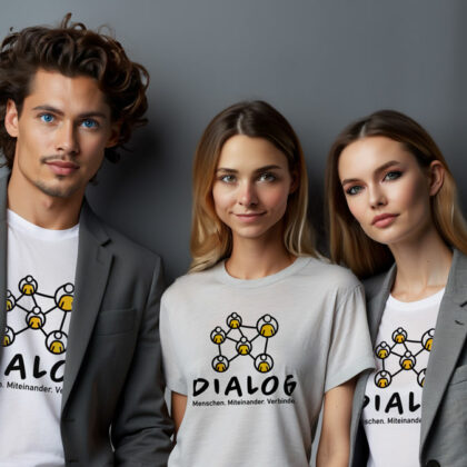 Logo Menschen Dialog Verbindung Menschengruppe Miteinander Verbinden Freunde Begegnung Bindungen Kommunikation Zusammenhalt Gelb Gezeichnet fertiges Logo kaufen Logoshop Logoatelier.de