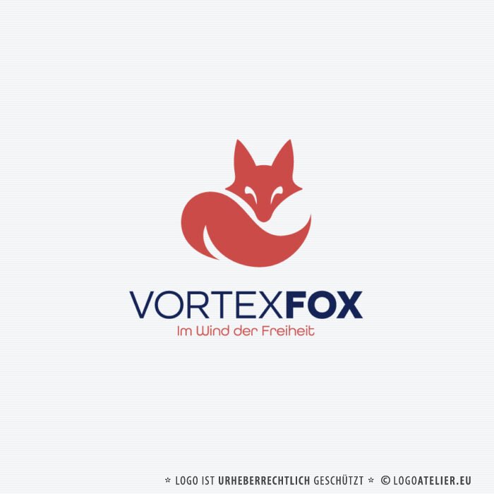 Logo Fuchs Wind Gefährte Freiheit Wendig Charakter Bewegung Schnelligkeit Geschmeidigkeit Dynamik Geschicklichkeit Intuition Führung Klug Selbsterkenntnis Weisheit Wind Welle Wasser