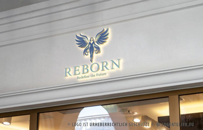 Logo Wiedergeburt Engel Unendliche Möglichkeiten Transformation Vision Heilen Verwandlung Aufstieg Zyklen Wunder Phönix Fertiges Logo kaufen Logoshop Logoatelier.eu