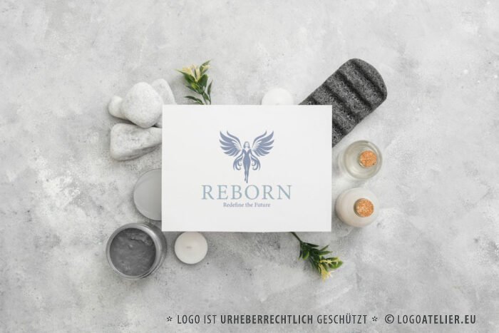 Logo Wiedergeburt Engel Unendliche Möglichkeiten Transformation Vision Heilen Verwandlung Aufstieg Zyklen Wunder Phönix Fertiges Logo kaufen Logoshop Logoatelier.eu