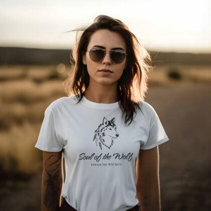 Spirituelles Logo Wolf Seele Federn Leichtigkeit Mystik Wölfin Naturverbunden Kunst Heilig Wild Geist Umarmen Annehmen Schamane Fertiges Logo kaufen Logoshop Logoatelier.eu
