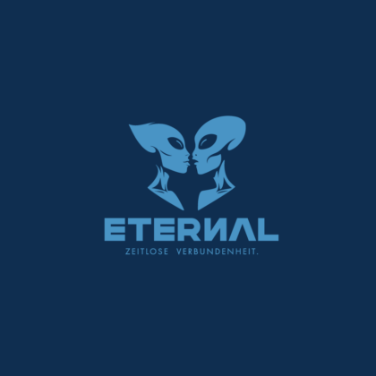 Exklusives Alien Logo Zeitlos Verbundenheit Welten Kosmos Außerirdisch Schicksal Grenzenlos Universum Liebe Universell Licht Fertiges Logo kaufen Logoshop Logoatelier.de
