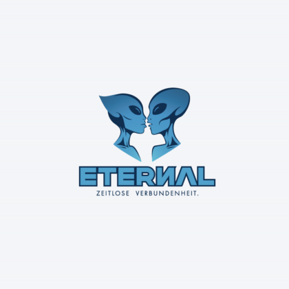 Exklusives Alien Logo Zeitlos Verbundenheit Welten Kosmos Außerirdisch Schicksal Grenzenlos Universum Liebe Universell Licht Fertiges Logo kaufen Logoshop Logoatelier.de