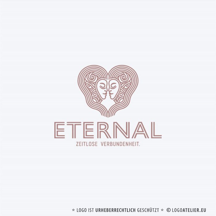 Exklusives Logo Verbundenheit Ewig Alien Herz Linien Liebe Kosmos Außerirdisch Schicksal Grenzenlos Universum Universell Licht Menschen Verbindung Romantisch Fertiges Logo kaufen Logoatelier.de