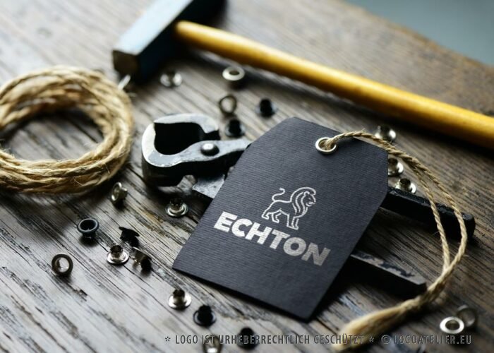 Logo Löwe Männlich Kraftvoll Handwerk Schmuck Männerschmuck Erhaben Authentizität Stärke Sebstbewusst Schutz Sicherheit Fertiges Logo kaufen Logoshop Logoatelier.de