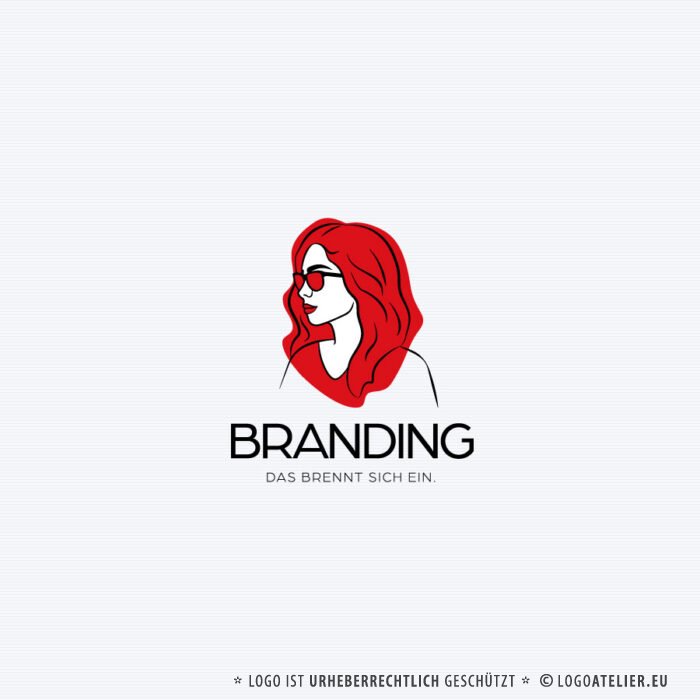 Frauen Logo Selbstbewusst Rotes Haar Webdesign Branding Einbrennen Marke Erfahrung Emotionen Wirkungsvoll Fertiges Logo kaufen Logoshop Logoatelier.de