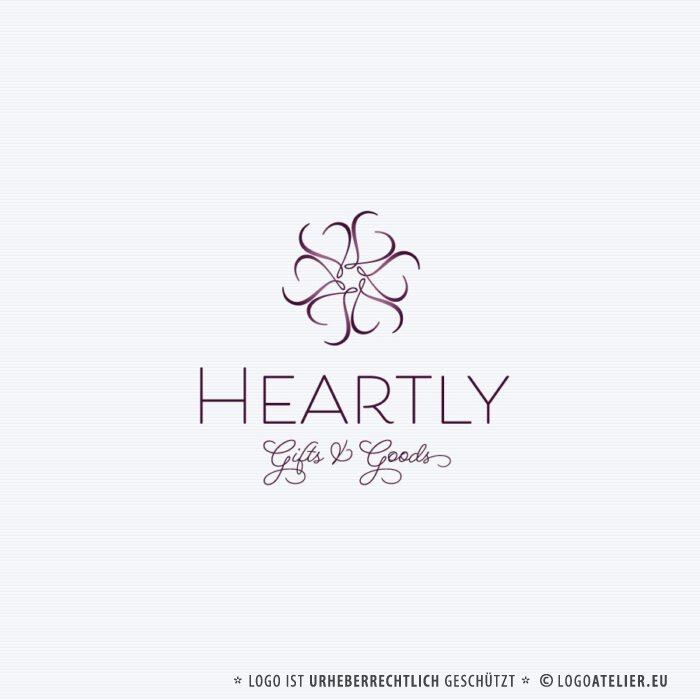 Logo Herzen Blüte Geschenke Feines Logo Onlineshop Edles Logo Elegant Fertiges Logo kaufen Logoshop Logoatelie.eu