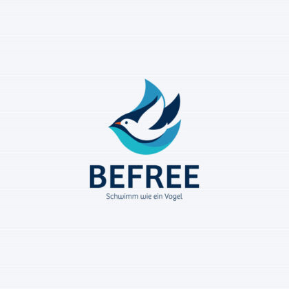 Logo Vogel Frei Schwimmen Wasser Freisein Leichtigkeit Lernen Leben Spirituelles Logo kaufen Logoatelier Logoshop.eu