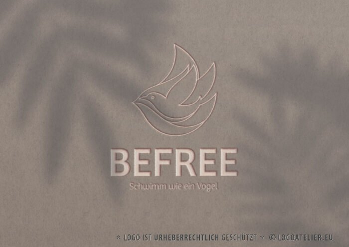 Logo Vogel Frei Schwimmen Wasser Freisein Leichtigkeit Lernen Leben Spirituelles Logo kaufen Logoatelier Logoshop.eu