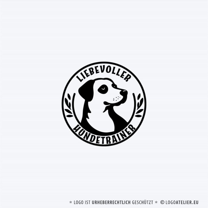 Logo süßer Hund Hundetrainer Hundesitter Hundepsychologe Kreis Lustiger Hund Altmodisch Hundeliebe Tierliebe Fertiges Logo kaufen Logoshop Logoatelier Tiere