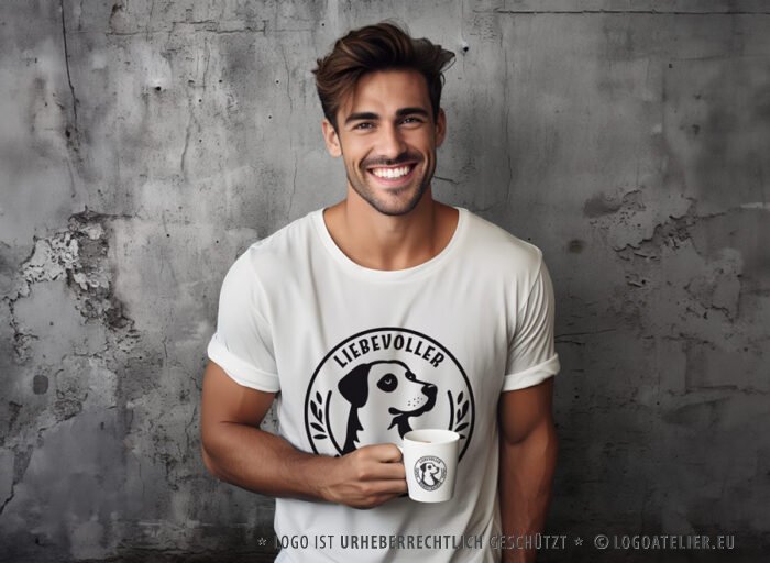 Logo süßer Hund Hundetrainer Hundesitter Hundepsychologe Kreis Lustiger Hund Altmodisch Hundeliebe Tierliebe Fertiges Logo kaufen Logoshop Logoatelier Tiere