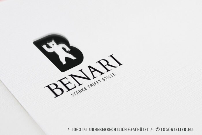 Logo Buchstabe B Bär Symbol Wappen Stadt Stärke Stille Schutz Natur Ruhe Entschlossenheit Bear Wild Sanft Kraft Stabilität Standfest Fertiges Logo kaufen Logoshop Logoatelier.eu