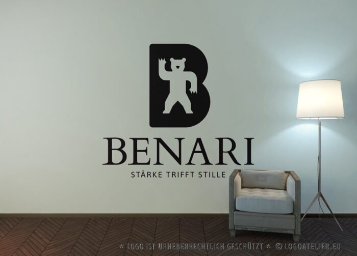 Logo Buchstabe B Bär Symbol Wappen Stadt Stärke Stille Schutz Natur Ruhe Entschlossenheit Bear Wild Sanft Kraft Stabilität Standfest Fertiges Logo kaufen Logoshop Logoatelier.eu