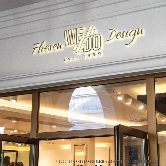 Logo Fliesen Design Handwerker Geschäft Dienstleistung Hausmeister Hausbau Haus Renovieren.