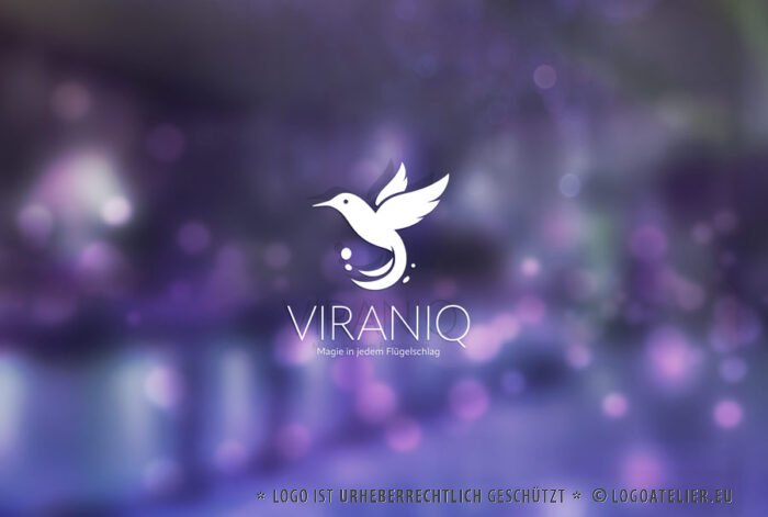 Logo Kolibri Flügelschlag Magie Vertrauen Bienenelfe Vogel Fliegen Leicht Schnell Zauber Nektar Engel Fertiges Logo kaufen Logoshop Logoatelier