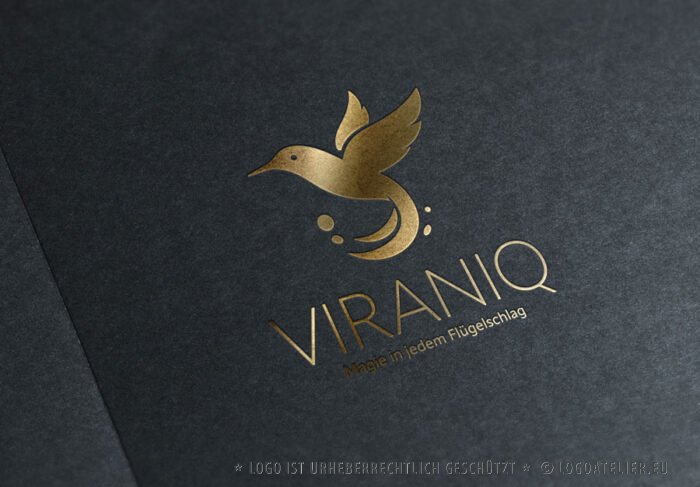 Logo Kolibri Flügelschlag Magie Vertrauen Bienenelfe Vogel Fliegen Leicht Schnell Zauber Nektar Engel Fertiges Logo kaufen Logoshop Logoatelier