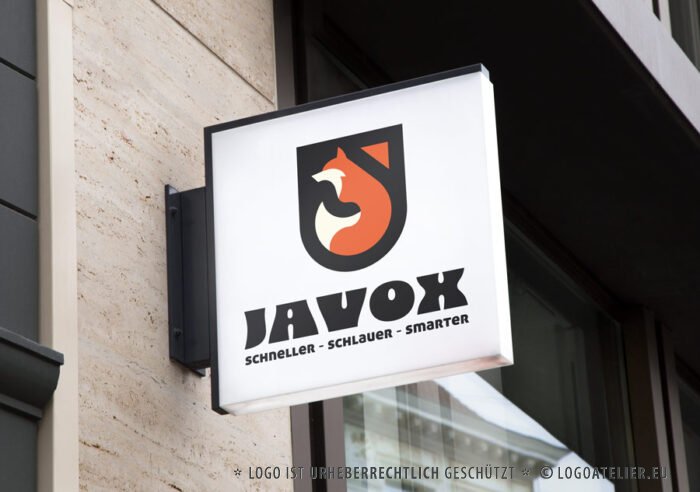 Logo smarter Fuch Buchstabe J Schnell Smart Schlau Tiere Klug Follower Trend Status Wappen Altmodisch Flagge Schild Schutz Weisheit Frech Reinecke Fertiges Logo kaufen, Logoshop Logoatelier.eu