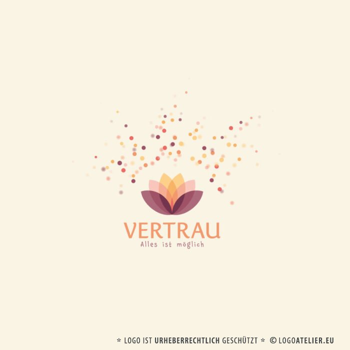 Spirituelles Logo Vertrauen Hoffnung Realität Erschaffen Sterne Blumen Seerose Reinheit Erleuchtung Wiedergeburt Transformation Fertiges Logo kaufen Logoshop Logoatelier