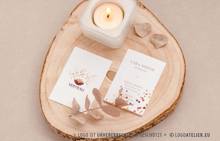 Spirituelles Logo Vertrauen Hoffnung Realität Erschaffen Sterne Blumen Seerose Reinheit Erleuchtung Wiedergeburt Transformation Fertiges Logo kaufen Logoshop Logoatelier