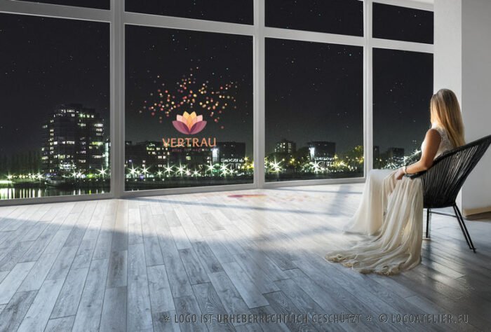 Spirituelles Logo Vertrauen Hoffnung Realität Erschaffen Sterne Blumen Seerose Reinheit Erleuchtung Wiedergeburt Transformation Fertiges Logo kaufen Logoshop Logoatelier