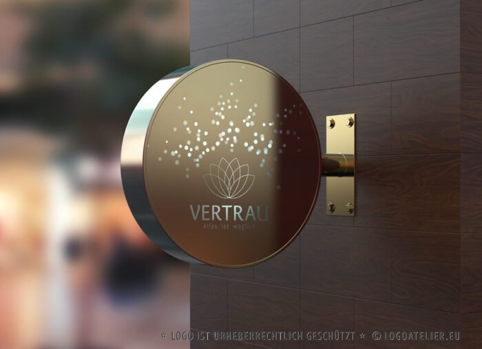 Spirituelles Logo Vertrauen Hoffnung Realität Erschaffen Sterne Blumen Seerose Reinheit Erleuchtung Wiedergeburt Transformation Fertiges Logo kaufen Logoshop Logoatelier