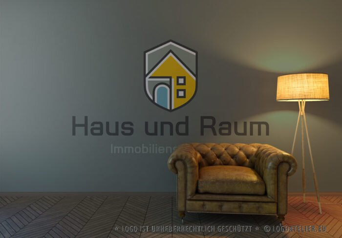 Logo Gewerbeimmobilien Immobilien Immobiliensicherung Immobilienmakler Architektur Baufirma Fertighaus Finanzierung Sicherheit Tinyhaus Fertiges Logo kaufen Logoshop Logoatelier.eu