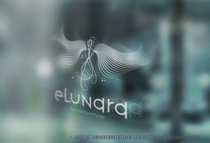 Logo Wesen Licht Bewegung Farbe Phönix Weiblichkeit Feine Schwingung Harmonie Schönheit Weich Feminin Linien Form Aufbruch Fertiges Logo kaufen Logoshop Logoatelier.eu