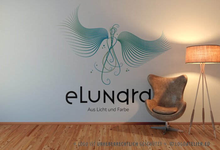 Logo Wesen Licht Bewegung Farbe Phönix Weiblichkeit Feine Schwingung Harmonie Schönheit Weich Feminin Linien Form Aufbruch Fertiges Logo kaufen Logoshop Logoatelier.eu